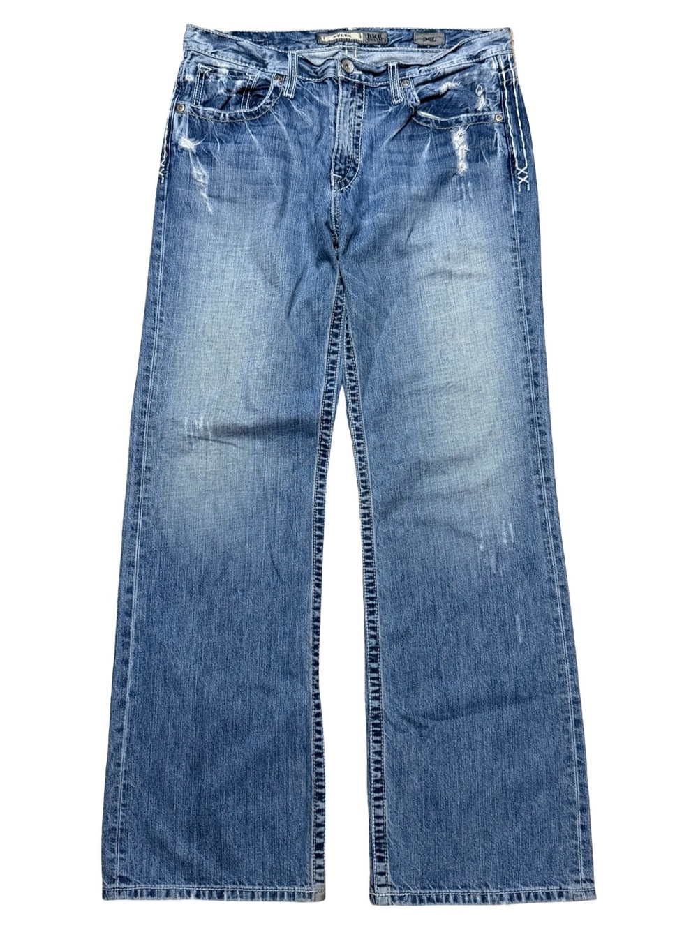 Mens Y2K BKE By Buckle Tyler Bootcut Distressed Blue Denim Jeans Size 36x34